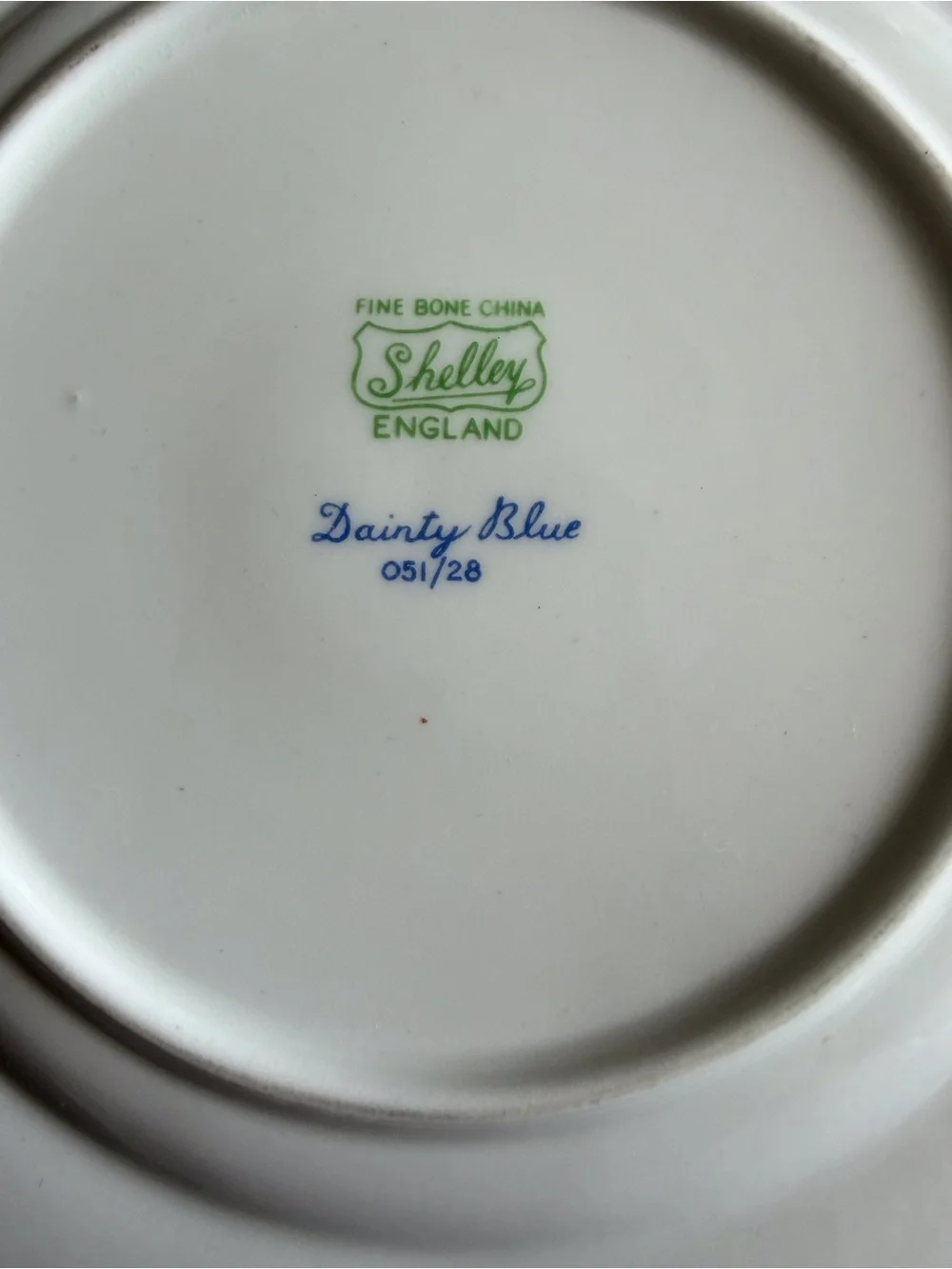 Vintage Shelley Dainty Blue Bread and Butter Plate ~ No 051/28 Fine Bone China